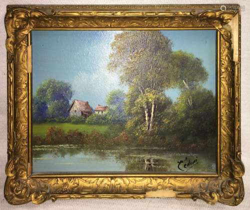 Oil On Board Landscape Signed Cedani