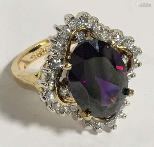 Sterling Silver Ring With Purple And Clear Stones