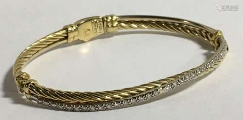 David Yurman 18k Gold, Diamond & Sterling Bracelet
