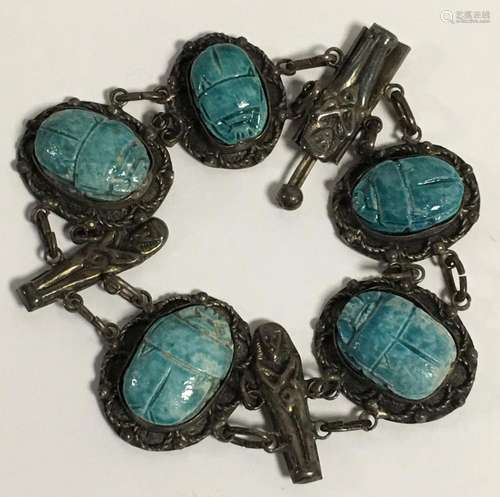 Sterling Silver And Scarab Bracelet