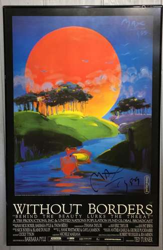 Signed Peter Max Poster, Without Borders