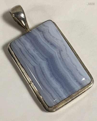 Sterling Silver Pendant With Marbled Stone