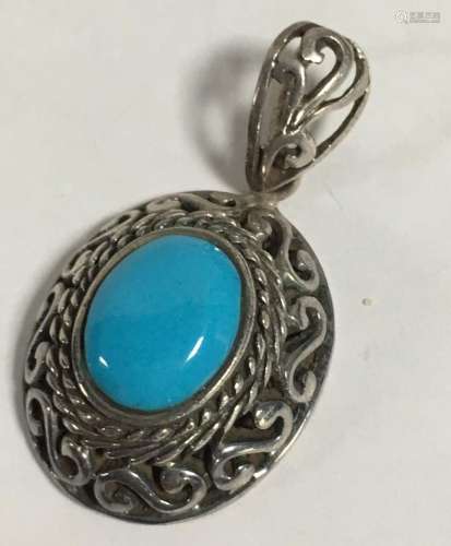 Sterling Silver And Turquoise Pendant