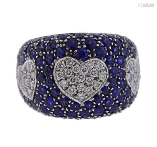 Pasquale Bruni 18K Gold Diamond Sapphire Heart Ring