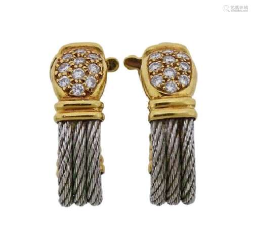 Fred Paris 18k Gold Steel Cable Diamond Force 10