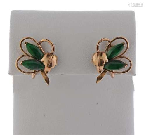 10k Gold Jade Earrings