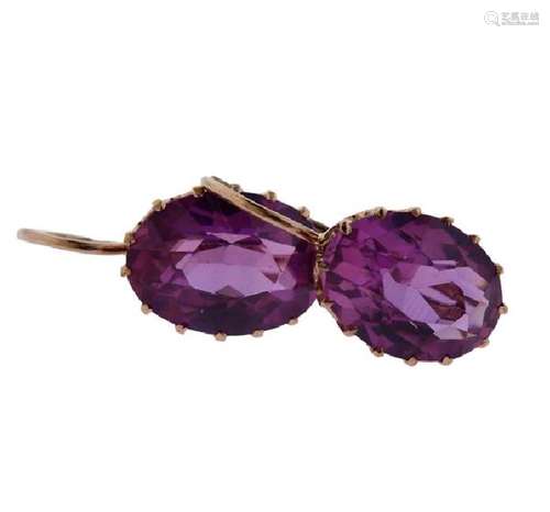 Russian 14k Gold Pink Stone Earrings