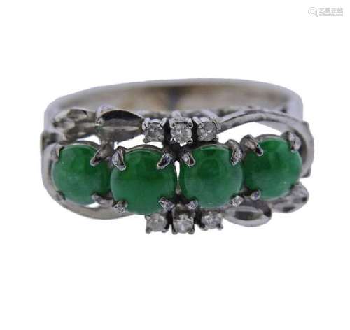 10K Gold Diamond Green Stone Ring