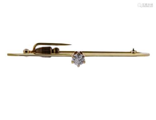 Antique 14K Gold Diamond Bar Brooch Pin