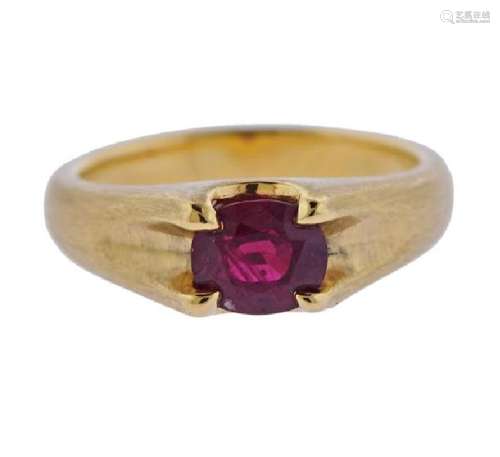 Certified 1.51ct Burma Ruby 18k Gold Ring