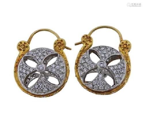 Cathy Carmendy Platinum 20K Gold Diamond Earrings