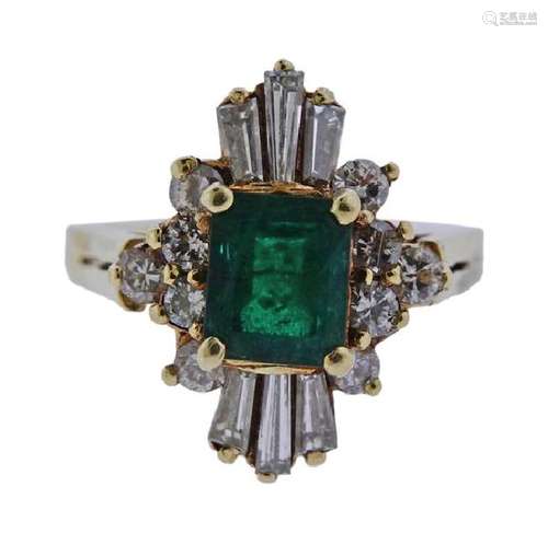 14K Gold Diamond Emerald Ring