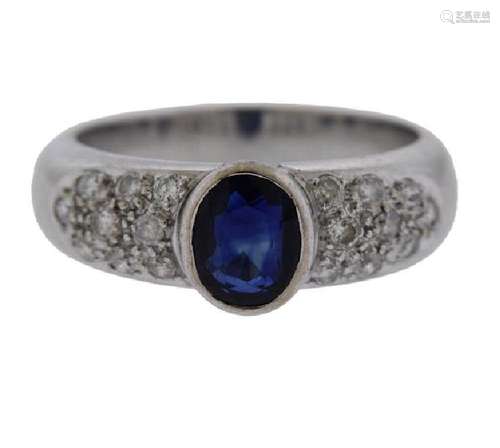 18K Gold Diamond Sapphire Ring