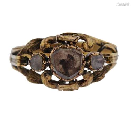 Antique 18K Gold Rose Cut Diamond Ring