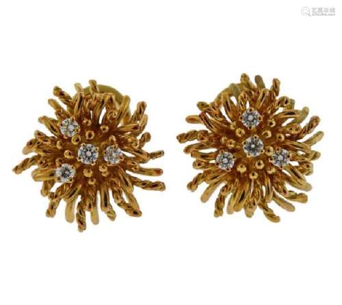 Tiffany & Co 18K Gold Diamond Anemone Earrings