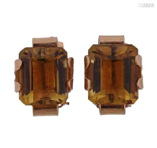 Retro 18k Gold Citrine Earrings