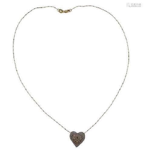 10k Gold Diamond Heart Pendant on 14k Gold Necklace