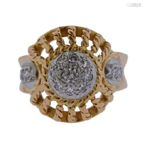 18k Gold Diamond Dome Ring