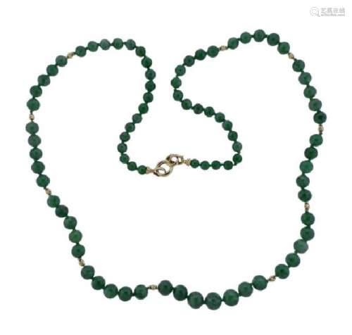 18K Gold Jade Graduated Bead Necklace