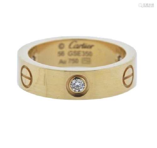 Cartier Love 18K Yellow Gold Diamond Band Ring Sz56