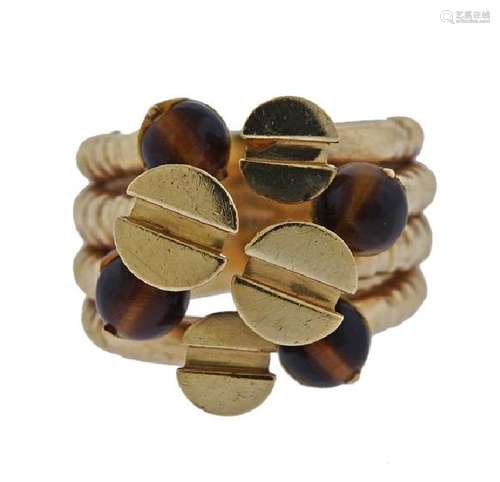 Martine 14K Gold Tiger's Eye Multi Row Ring