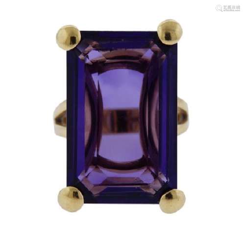 18K Gold Purple Stone Cocktail Ring