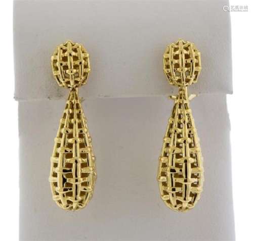 Seaman Schepps Lightship 18K Gold Woven Drop Earrings