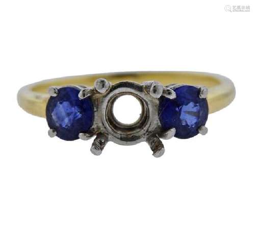 18K Gold Platinum Blue Stone Ring Mounting