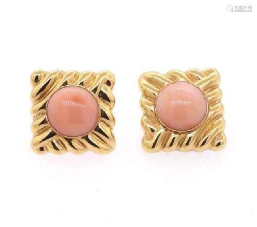 Vintage 14K Gold Coral Earrings