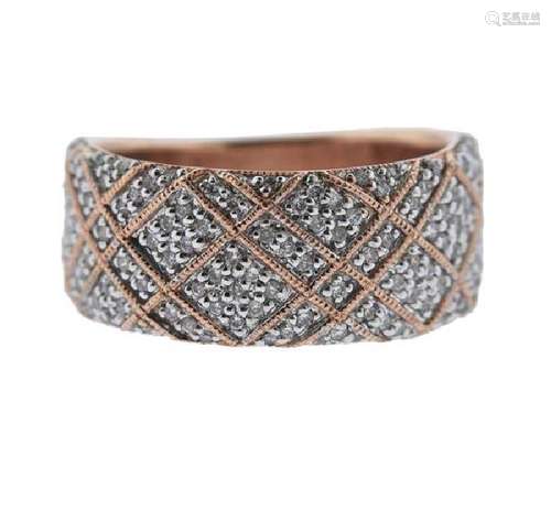 14k Rose Gold Diamond Half Band Ring