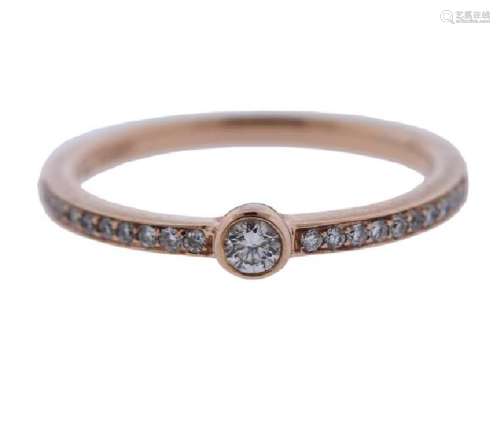 Zeghani 14k Rose Gold Diamond Band Ring