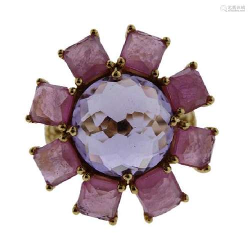 Ippolita Lollipop 18K Gold Purple Pink Stone Ring