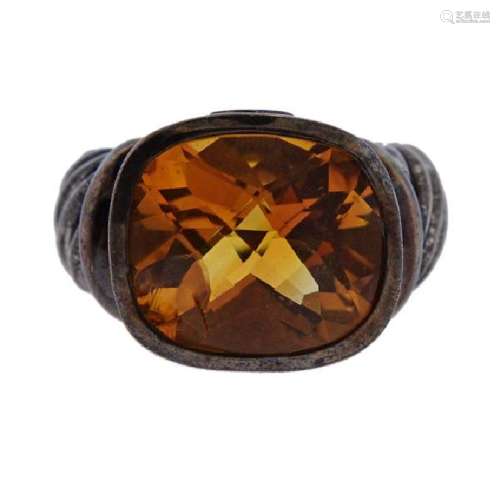 David Yurman 14K Gold Sterling Orange Stone Ring