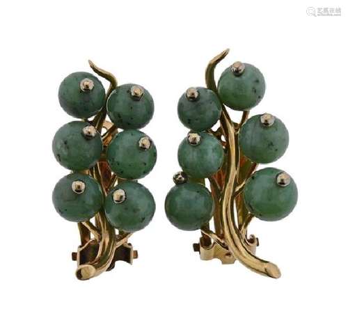 14k Gold Nephrite Jade Earrings