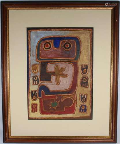 Vintage Aboriginal Mixed Media Painting, Signed