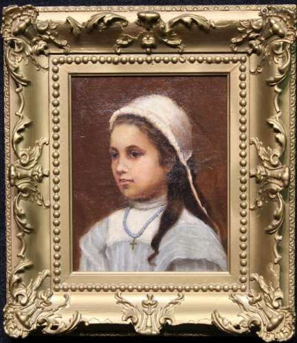 American School, 19th C. Portrait of a Young Girl