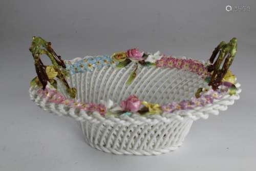 Staffordshire Lattice Ware Porcelain Basket