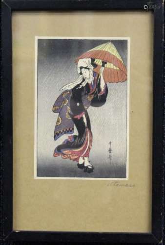 Utamaro Japanese Woman w/ Parasol Print