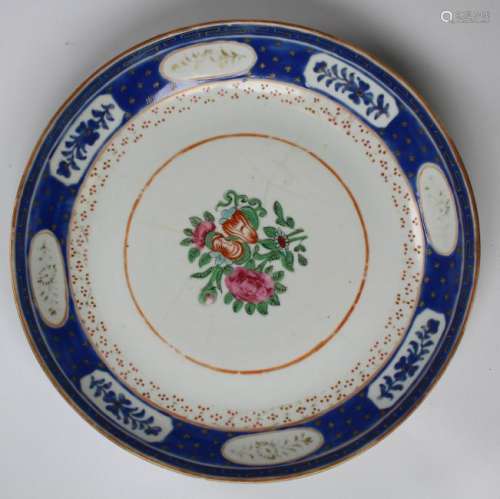 Chinese Hand Painted Porcelain Floral Dish