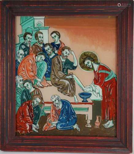 Eglomise Painting of Christ Washing Feet