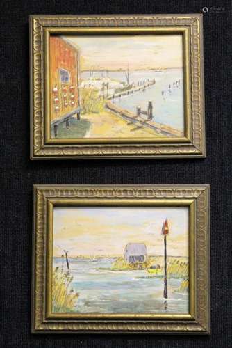 (2) American School Harbor Scenes