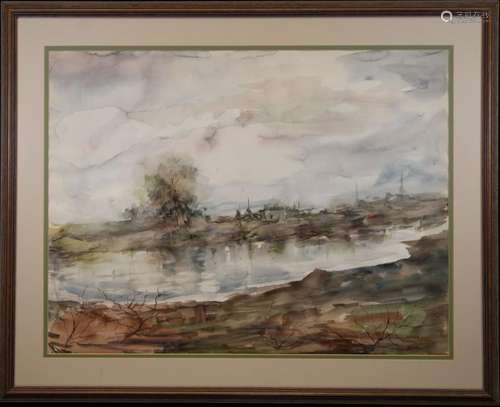 Signed, 20th C. European Landscape Watercolor