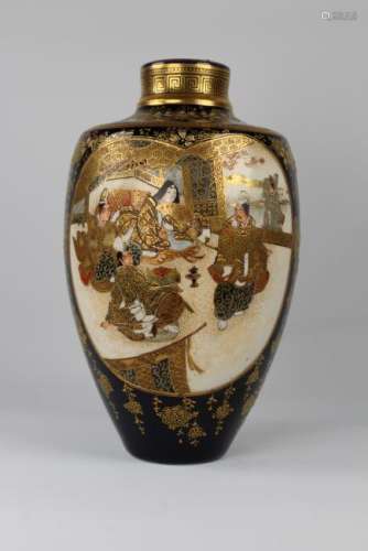 Fine Japanese Satsuma Figural Vase, Meiji