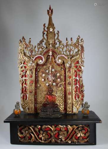 Contemporary Gilt Buddhist Shrine