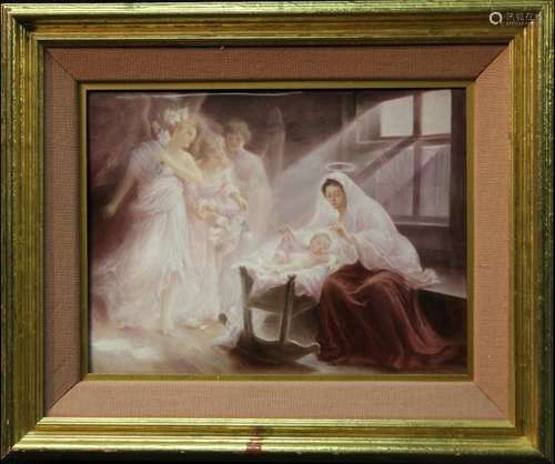 French, Hand-Painted Porcelain Plaque