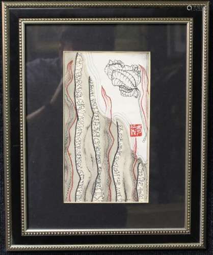 Signed Chinese Ink Drawing, 20th C.