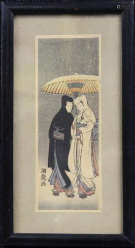 Antique Framed Japanese Woodblock Print