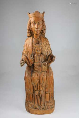 Carved Madonna and Child Sculpture
