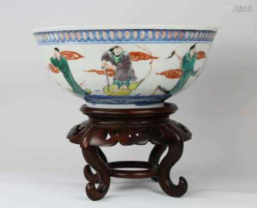 Famille Verte-Enameled Porcelain Bowl, Kangxi Mark