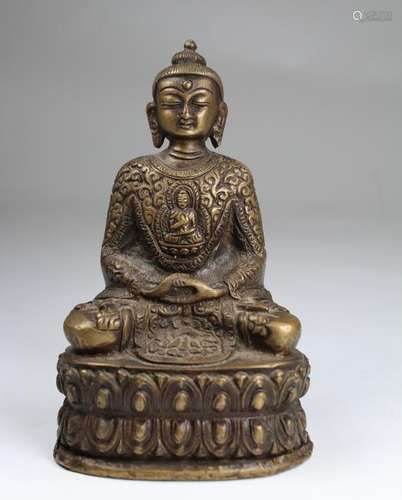 Chinese Bronze Seated Buddha